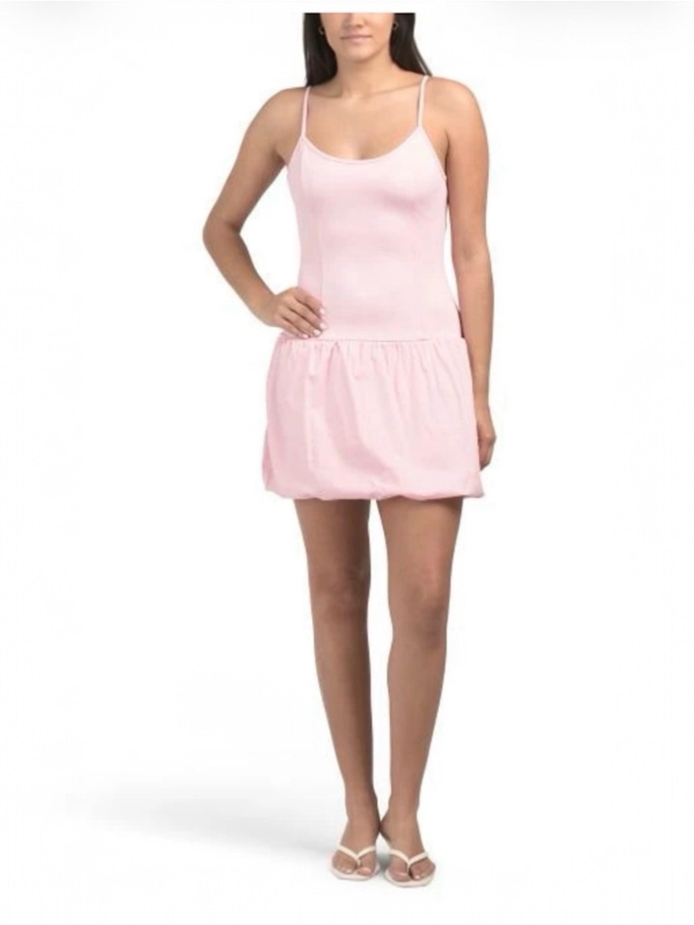 NWT Madden Girl Bubble Hem Cami Mini Dress Spaghetti Strap Pink M L